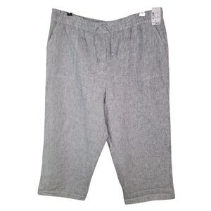 Christopher & Banks Nwt Striped Classic Fit Linen Blend Capri Pants Size XL